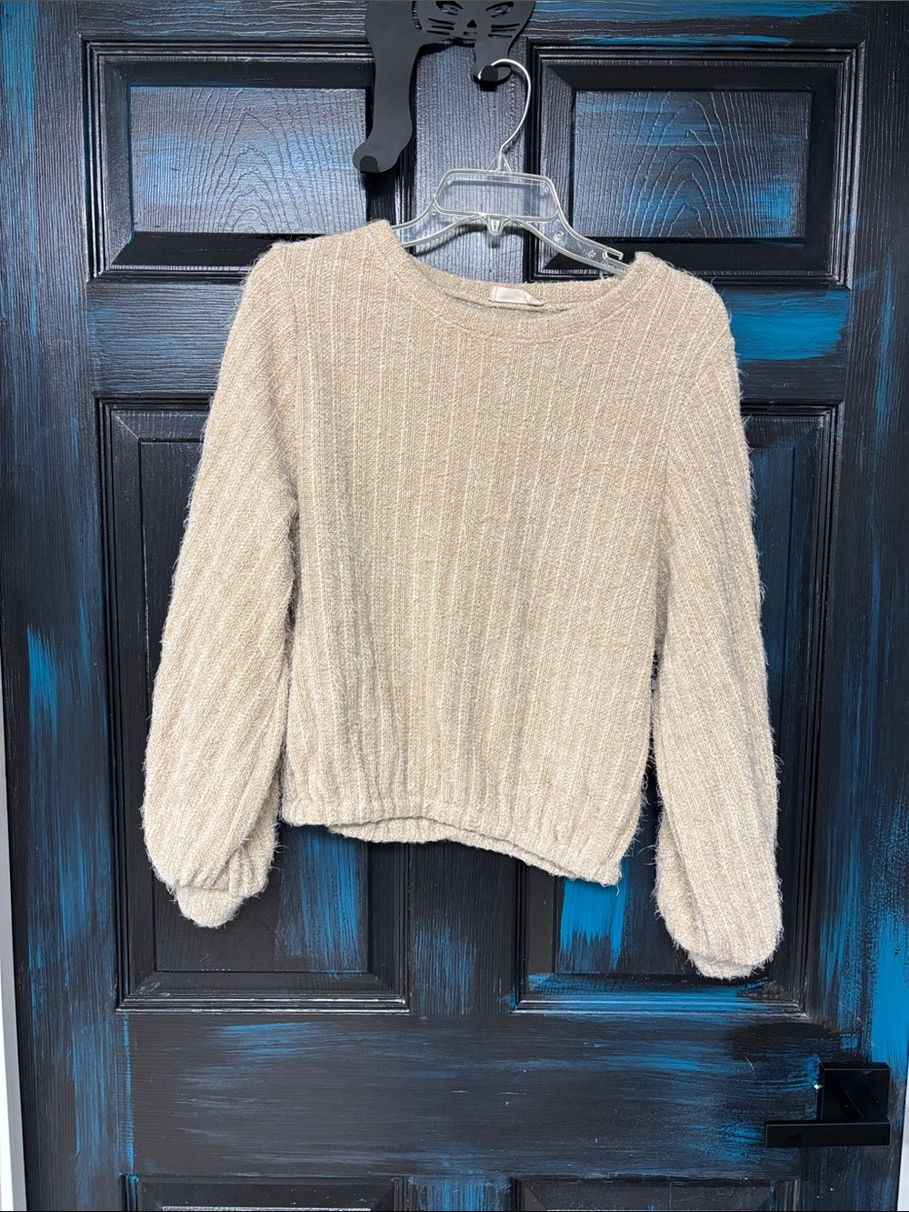 Altar'd State Cream Ribbed Crewneck Sweater
